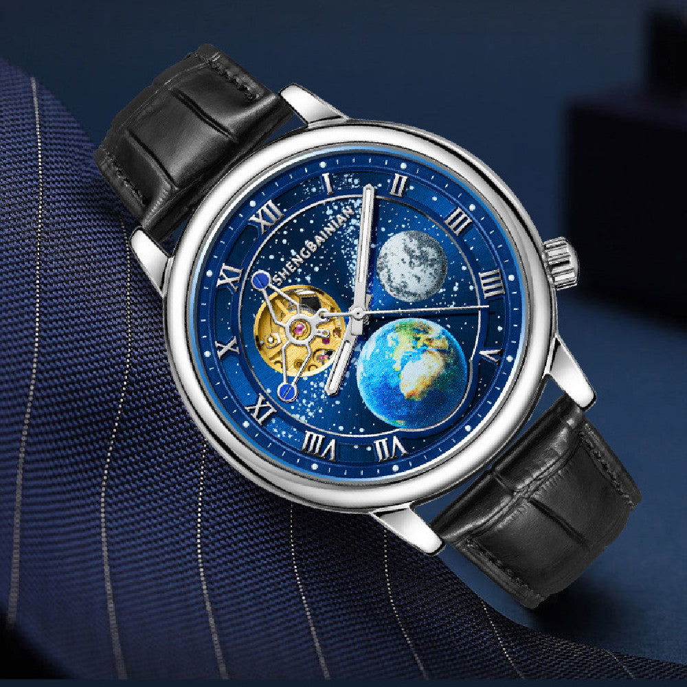 Luminoso tierra y luna reloj hombre 6925