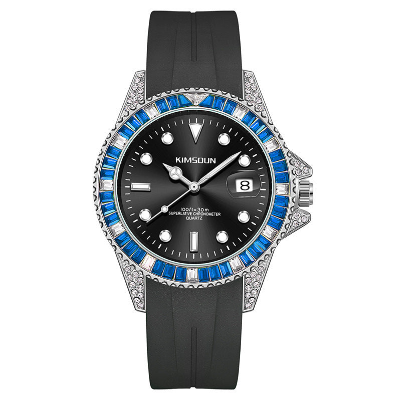 Fashionable gems stainless steel reloj hombre 5496