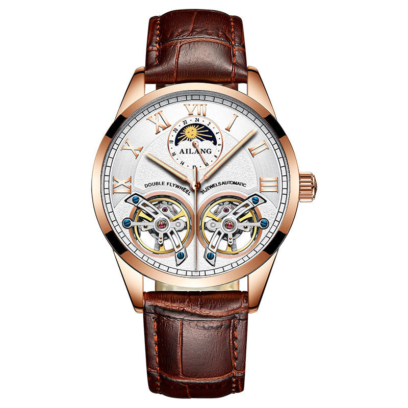 Stainless steel double tourbillon reloj hombre 3071