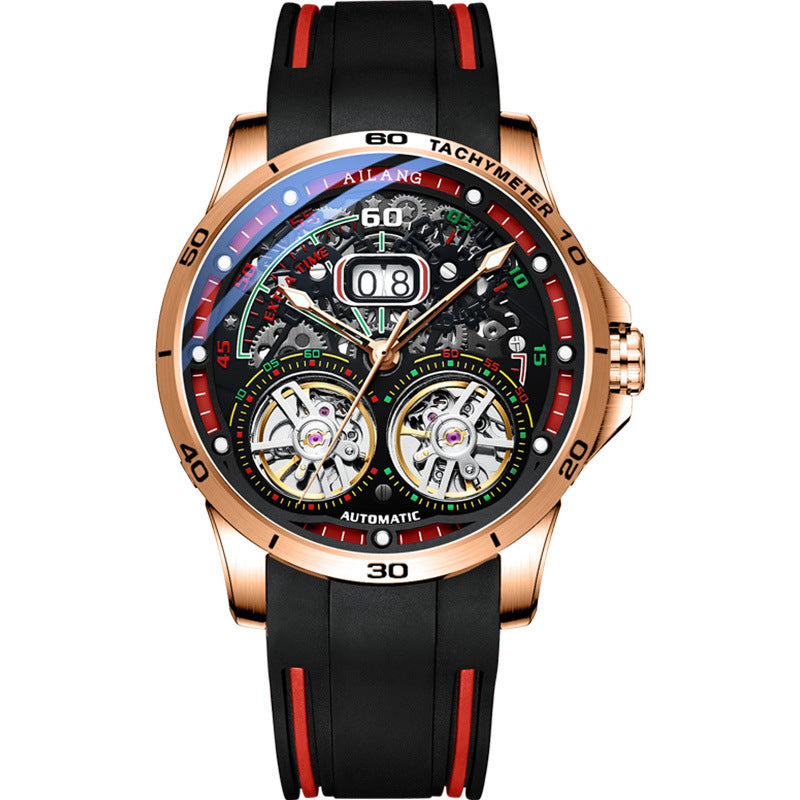 Double Flywheel skeleton automatic Watch date reloj hombre 4892