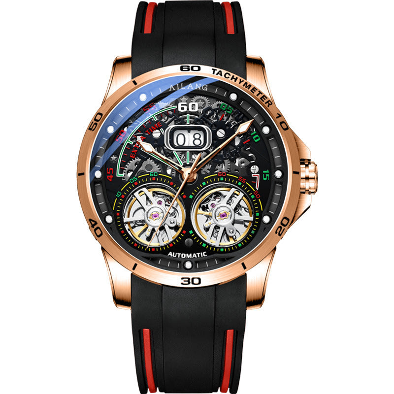 Double Flywheel skeleton automatic Watch date reloj hombre 4892