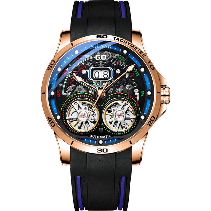 Double Flywheel skeleton automatic Watch date reloj hombre 4892
