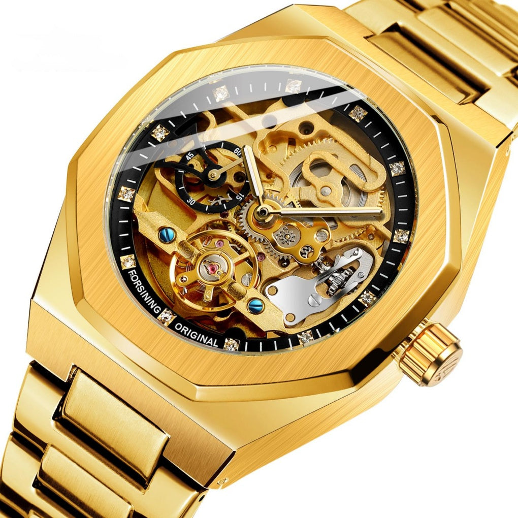 Stainless steel skeleton reloj hombre 3820