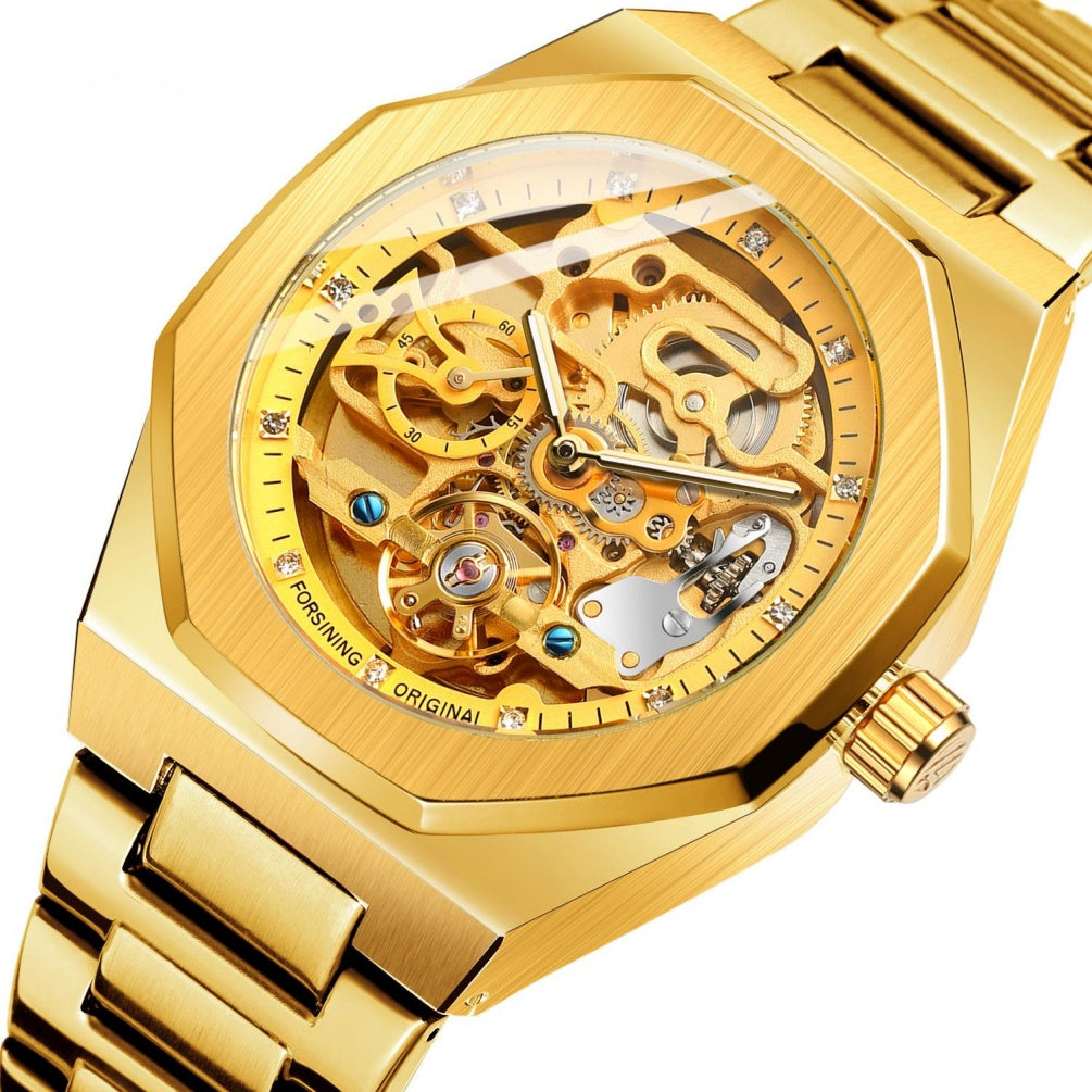 Stainless steel skeleton reloj hombre 3820