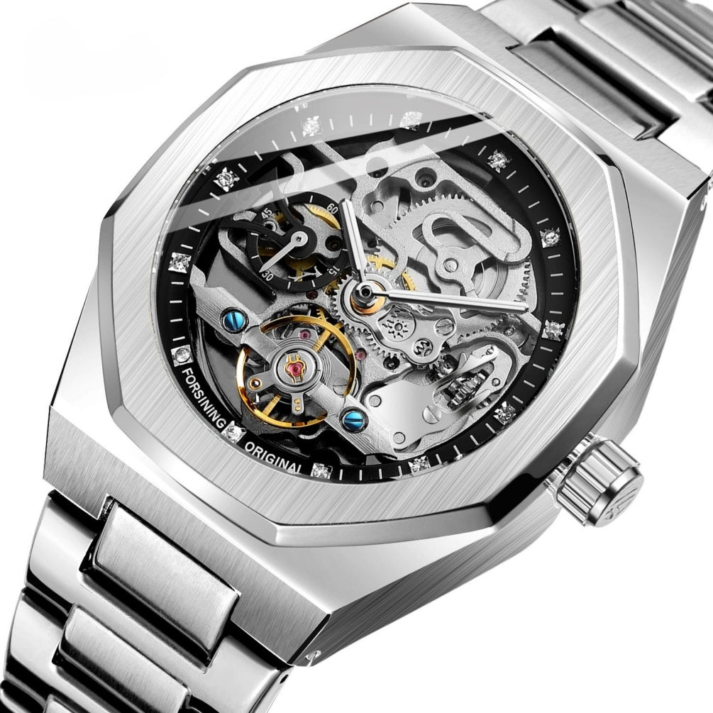 Stainless steel skeleton reloj hombre 3820
