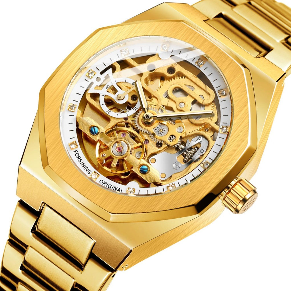Stainless steel skeleton reloj hombre 3820