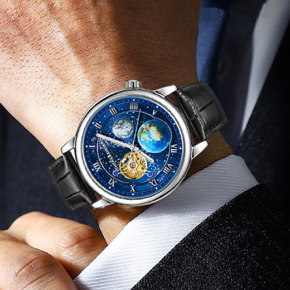 Luminoso tierra y luna reloj hombre 6925