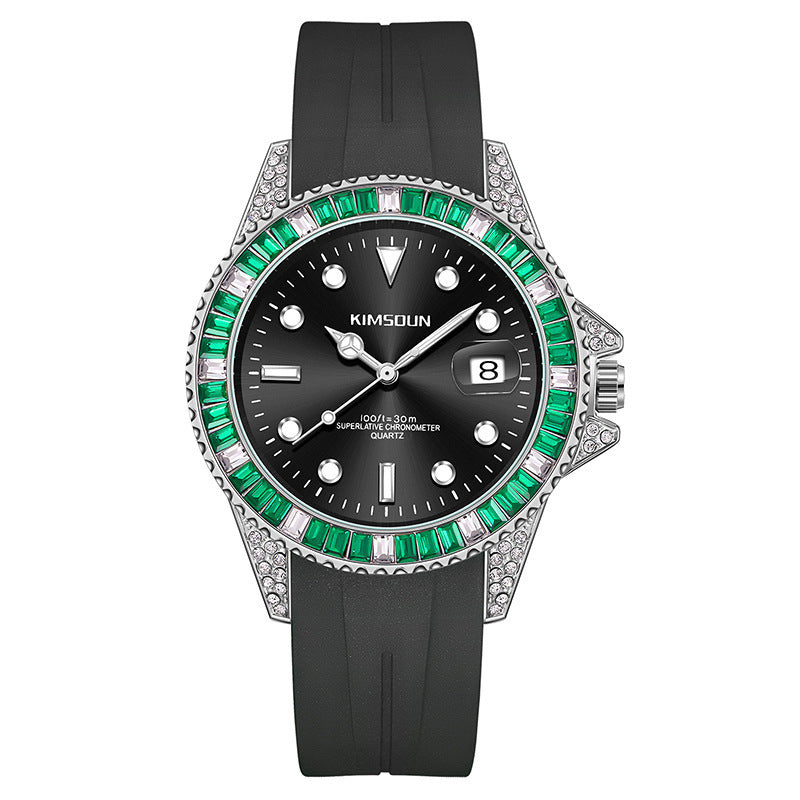 Fashionable gems stainless steel reloj hombre 5496
