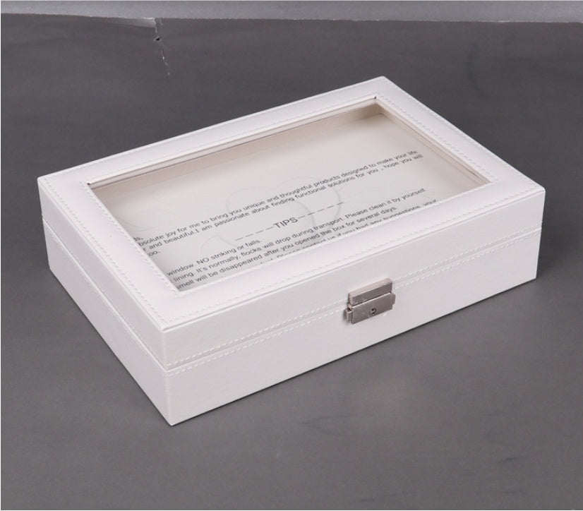 White leather display case