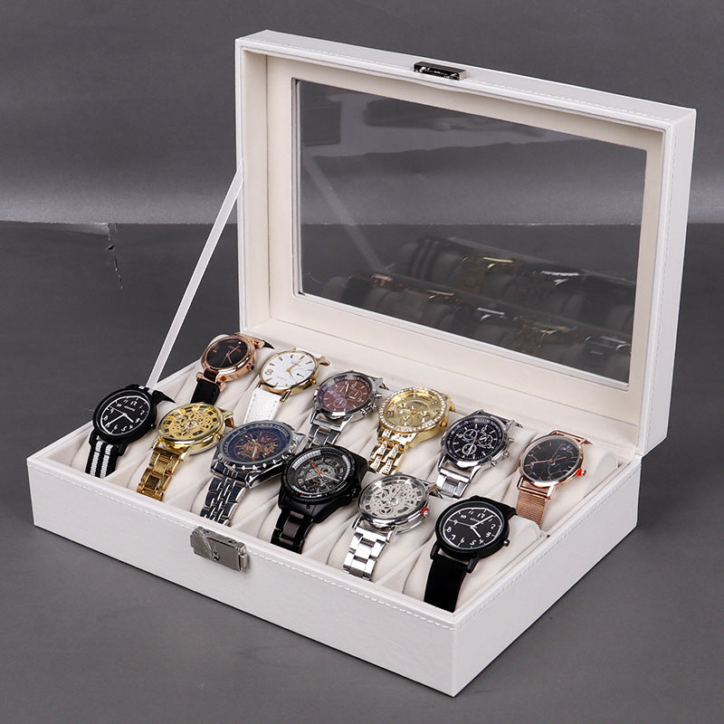 White leather display case