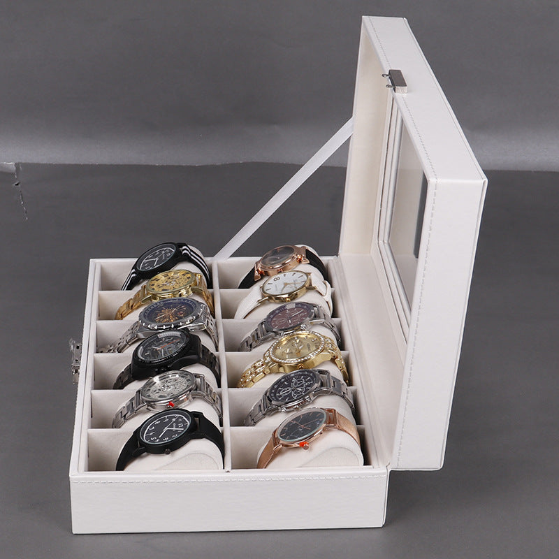 White leather display case