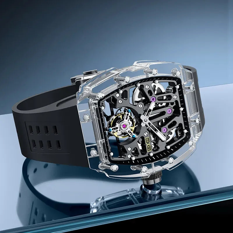 BEXEI Luxury K9 Crystal Tourbillon reloj hombre 0391