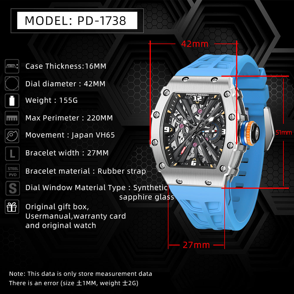 Barrel sport skeleton reloj hombre 8402