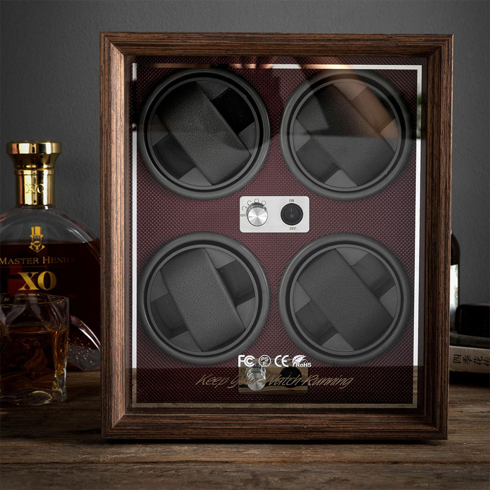 Wooden rotary watch storage winder
