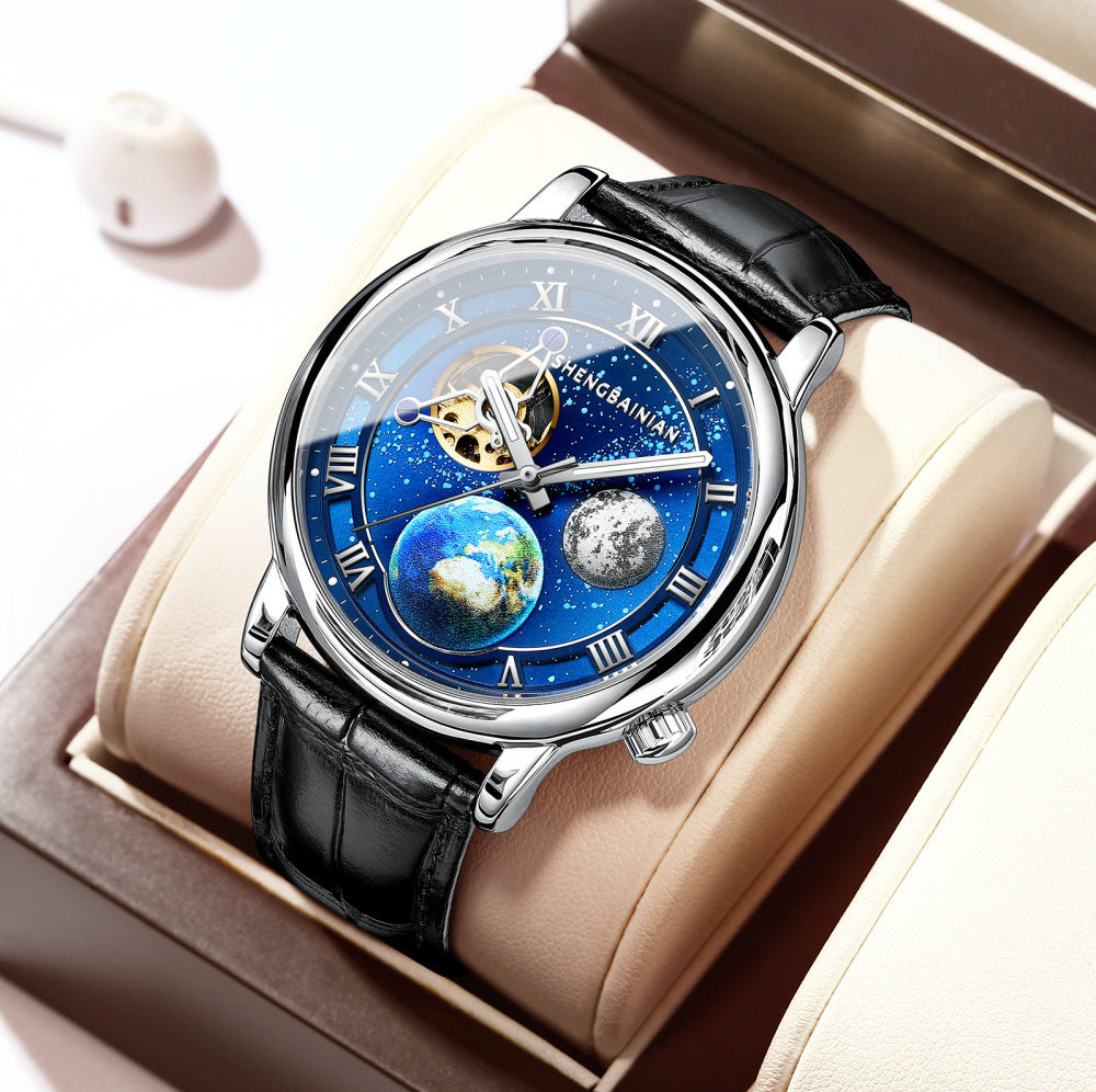 Luminoso tierra y luna reloj hombre 6925