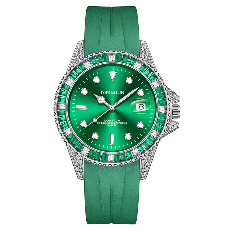 Fashionable gems stainless steel reloj hombre 5496