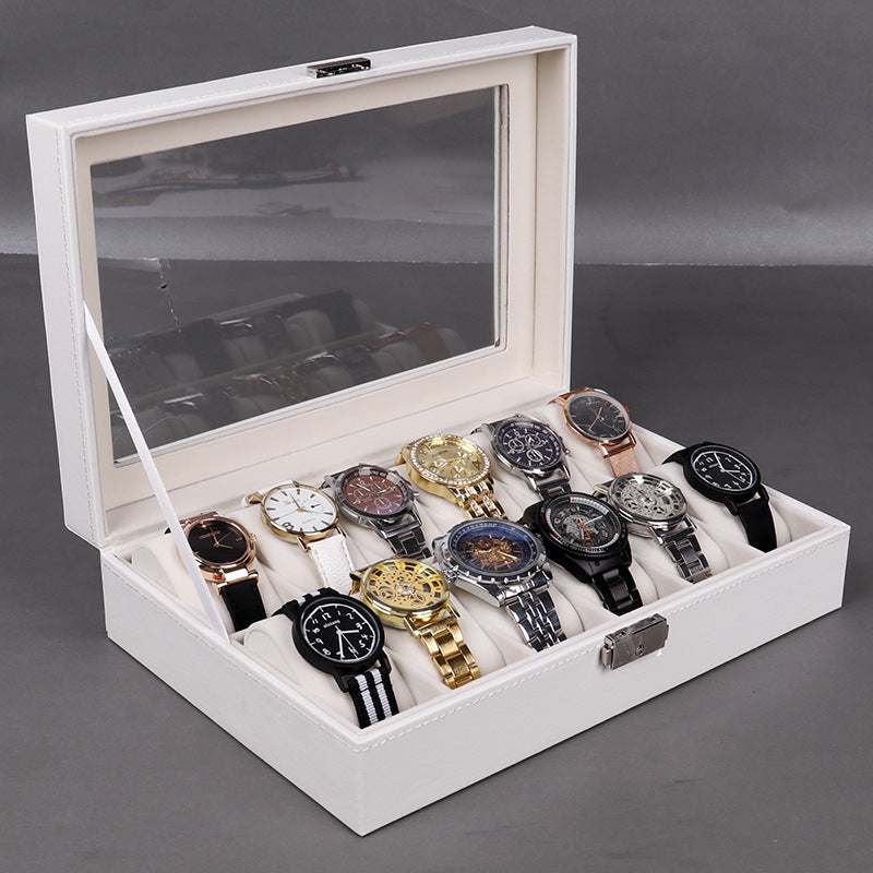White leather display case