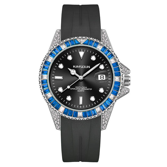 Fashionable gems stainless steel reloj hombre 5496