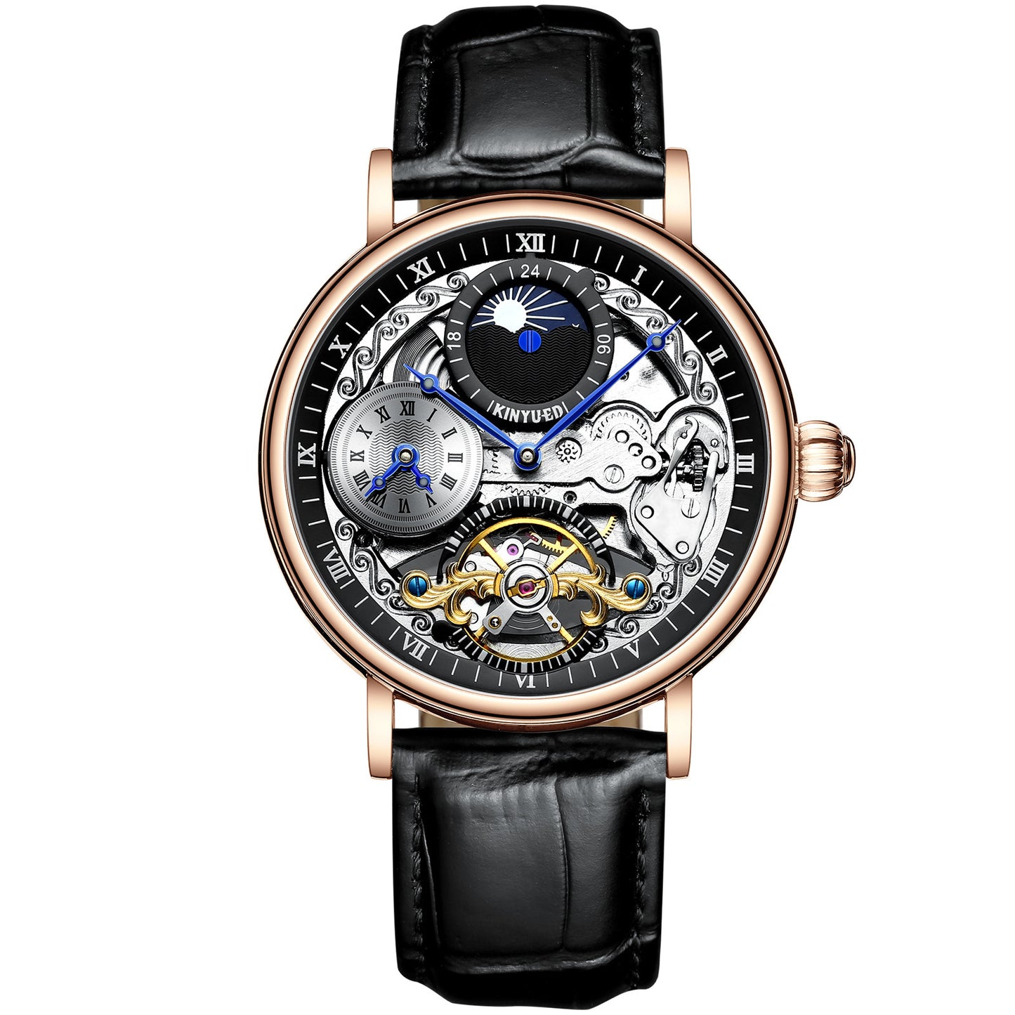 Stainless steel sport skeleton reloj hombre 6397