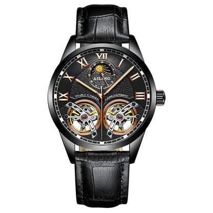 Stainless steel double tourbillon reloj hombre 3071