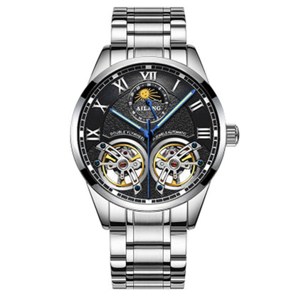 Stainless steel double tourbillon reloj hombre 3071