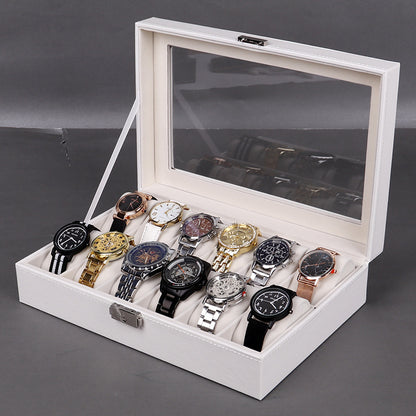 White leather display case