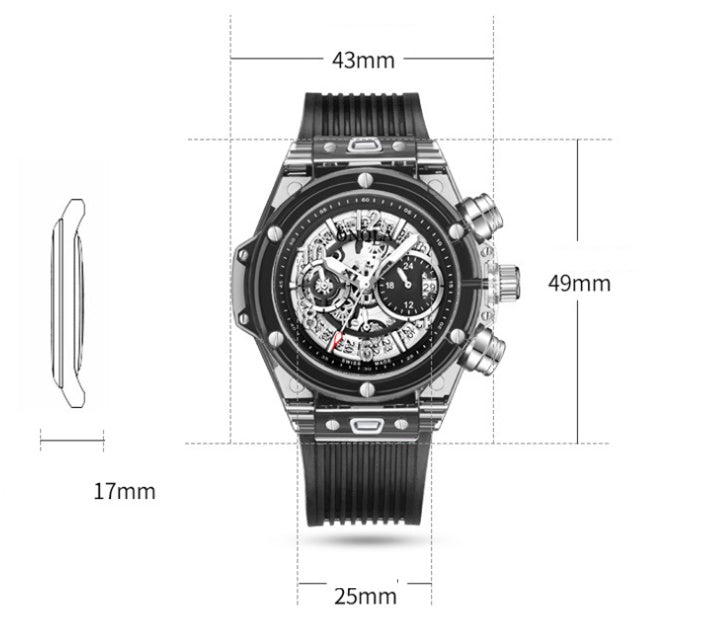 Transparent sport reloj hombre 7829