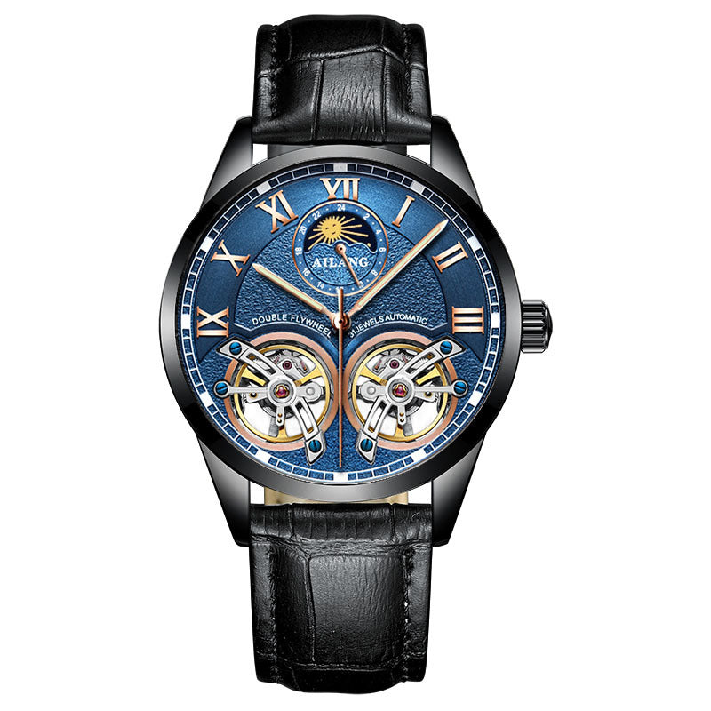 Stainless steel double tourbillon reloj hombre 3071