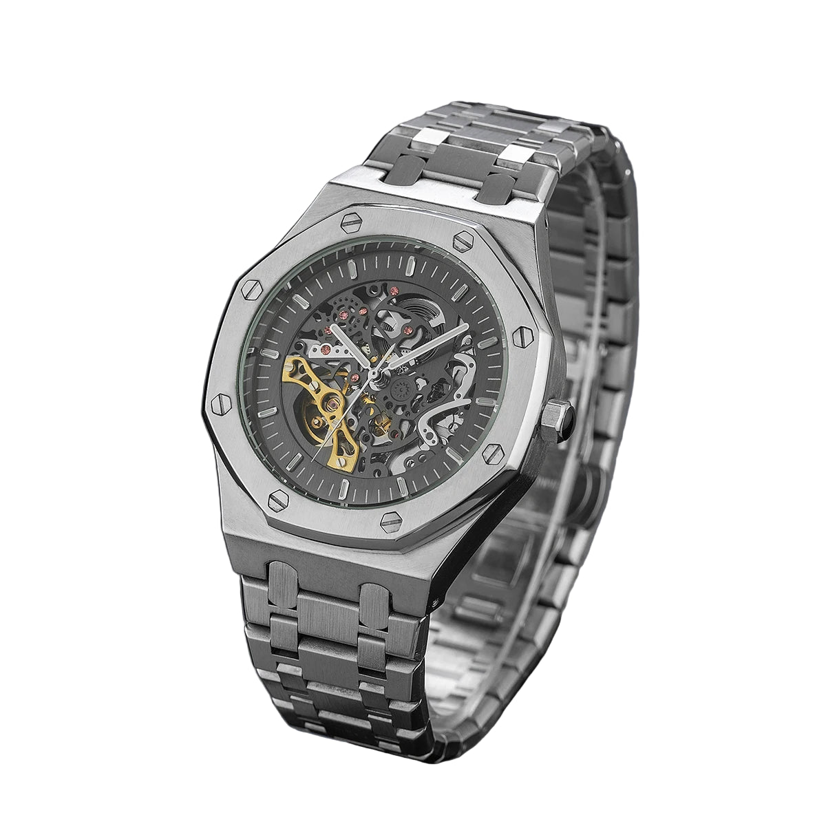 Stainless steel royal oak skeleton reloj hombre 3209