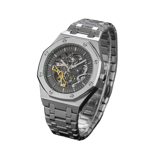 Stainless steel royal oak skeleton reloj hombre 3209