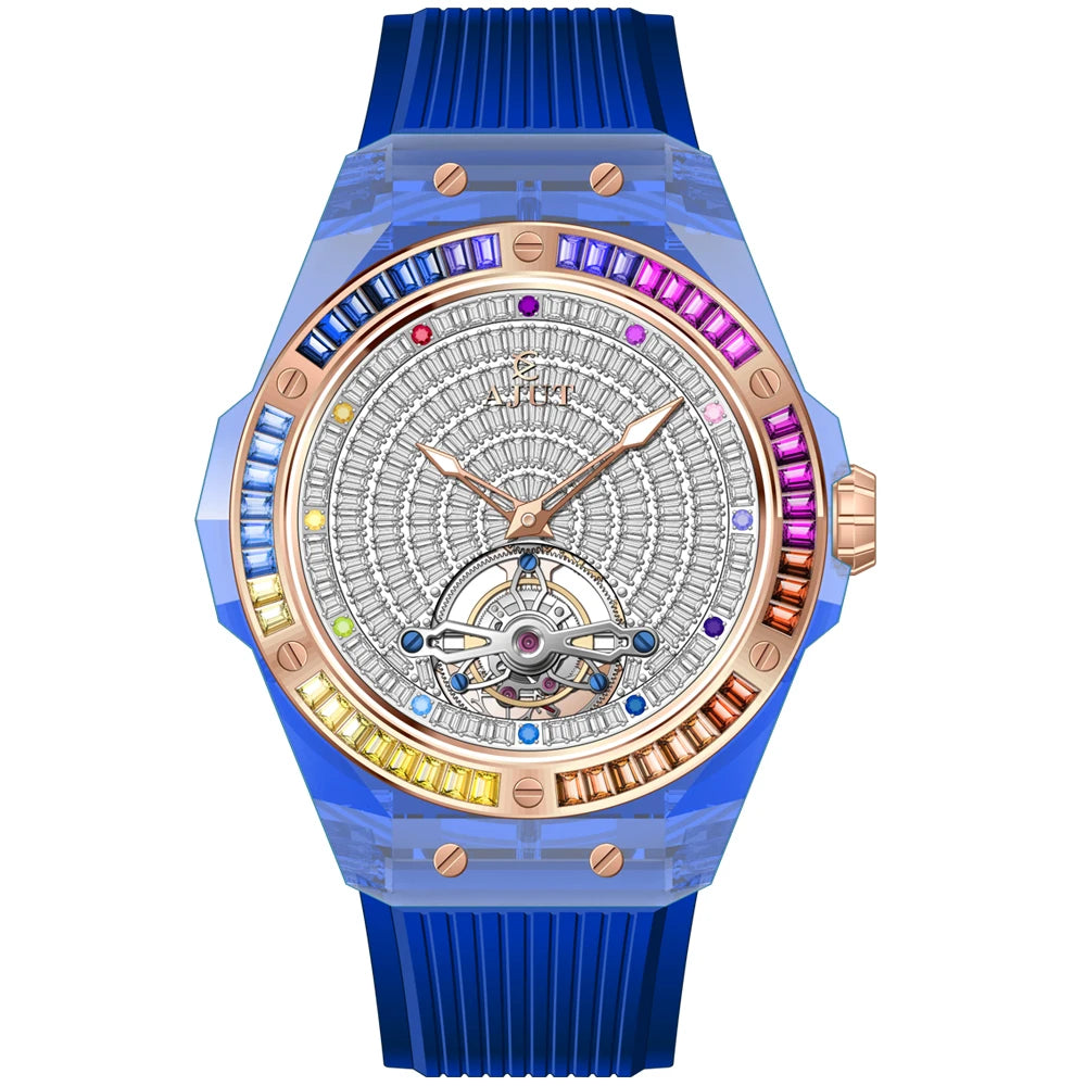 AJUT Crystal Flying Tourbillon reloj hombre 0521