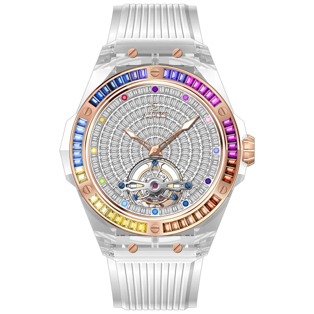 AJUT Crystal Flying Tourbillon reloj hombre 0521