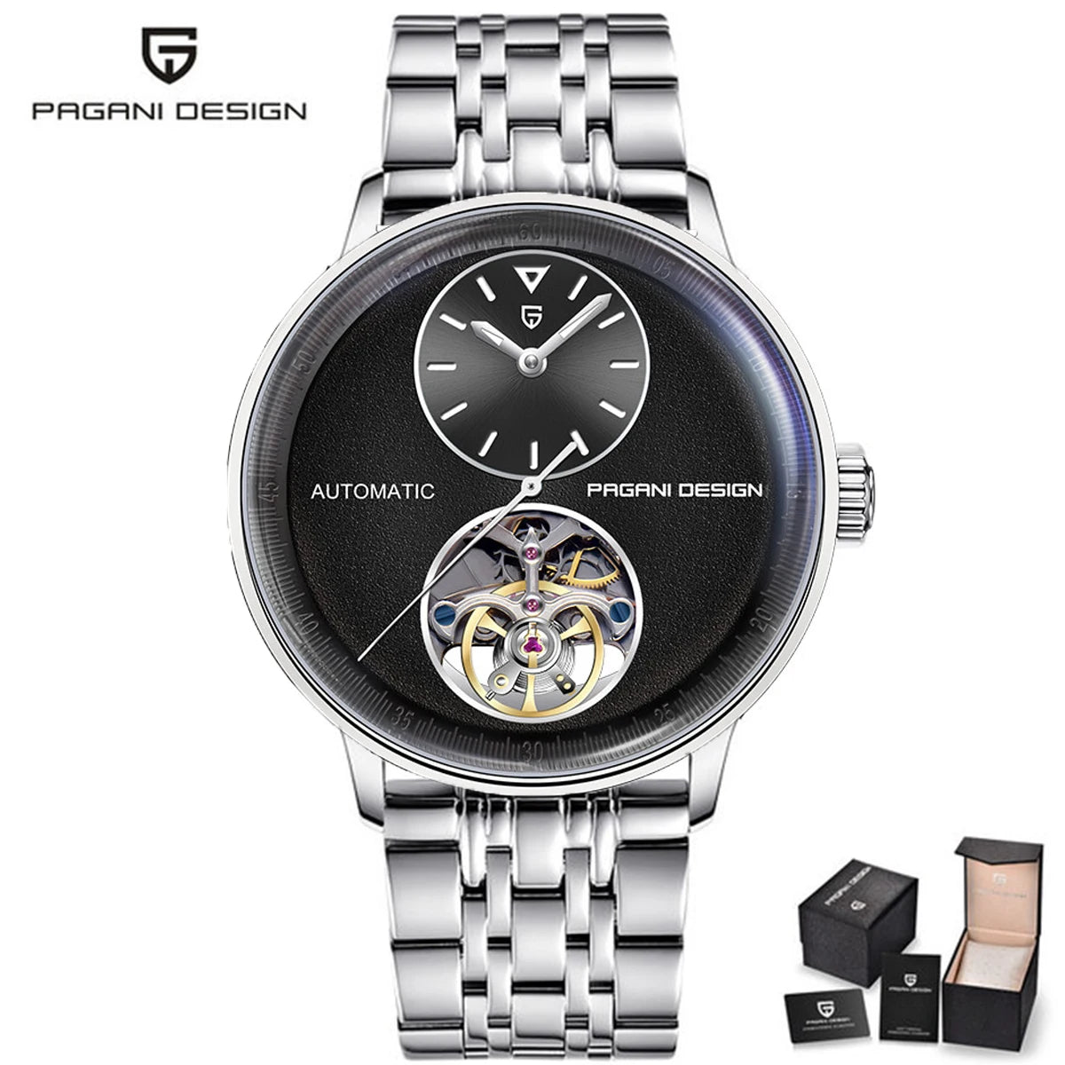 Stainless steel tourbillon reloj hombre 9503
