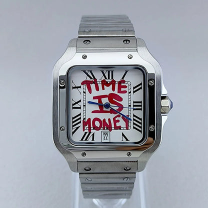 Stainless steel Santos reloj "Time is Money" hombre 4592