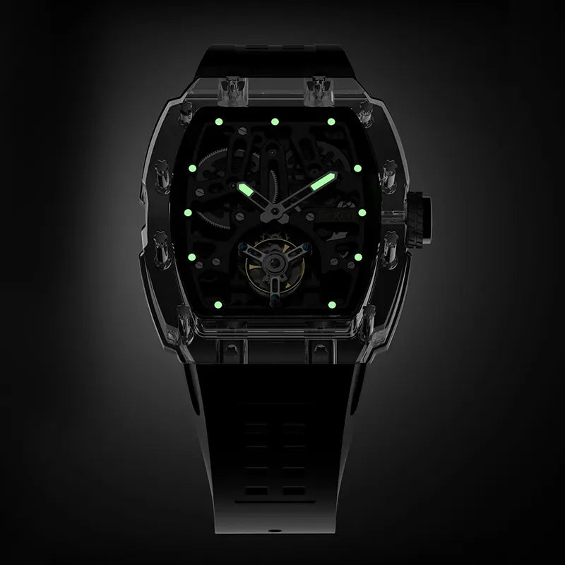 BEXEI Luxury K9 Crystal Tourbillon reloj hombre 0391