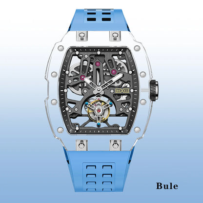 BEXEI Luxury K9 Crystal Tourbillon reloj hombre 0391