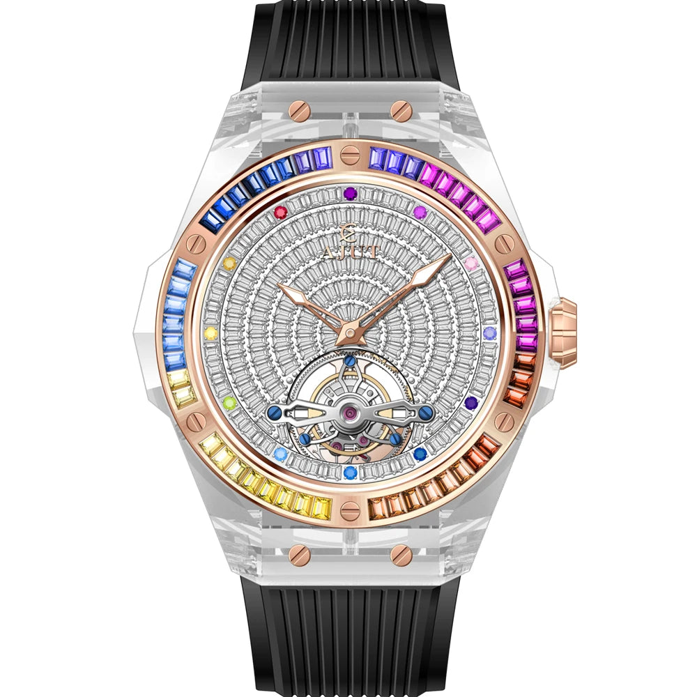 AJUT Crystal Flying Tourbillon reloj hombre 0521