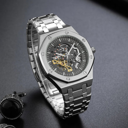 Stainless steel royal oak skeleton reloj hombre 3209