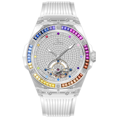 AJUT Crystal Flying Tourbillon reloj hombre 0521