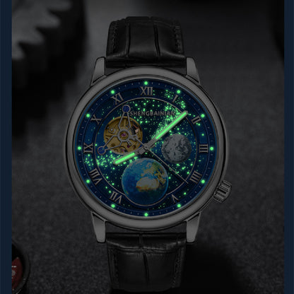 Luminoso tierra y luna reloj hombre 6925