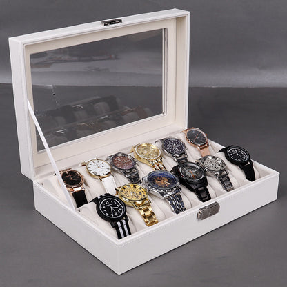 White leather display case