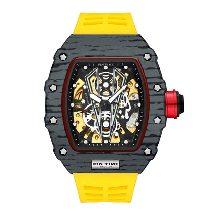 Barrel carbon case skeleton reloj hombre 3702
